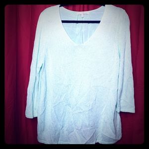 Light sea-green knit and shear overlay